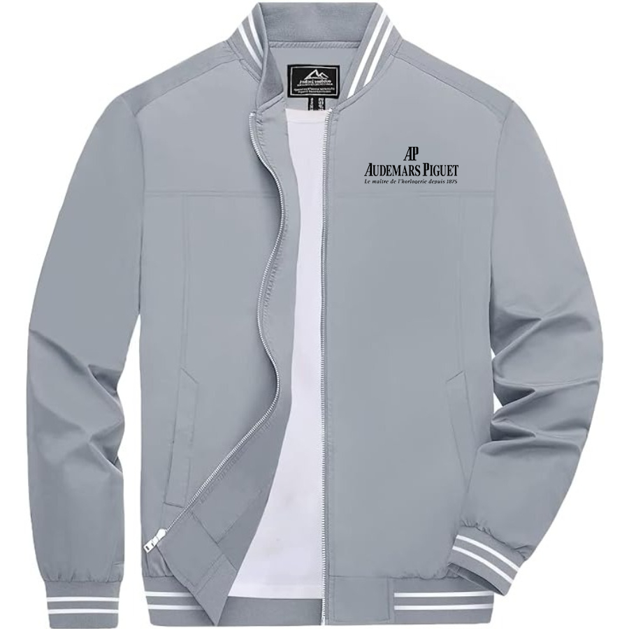 Men's Audemars-Piguet  Lightweight Zip-Up Bomber Jacket Ribbed Collar and Cuffs Outerwear